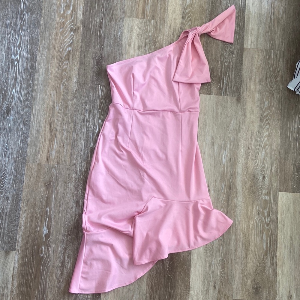 Pink one shoulder dress